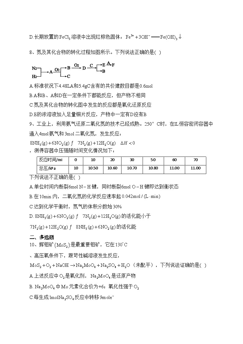 河北省2023届高三下学期第一次高考模拟演练考试化学试卷（含答案）第3页