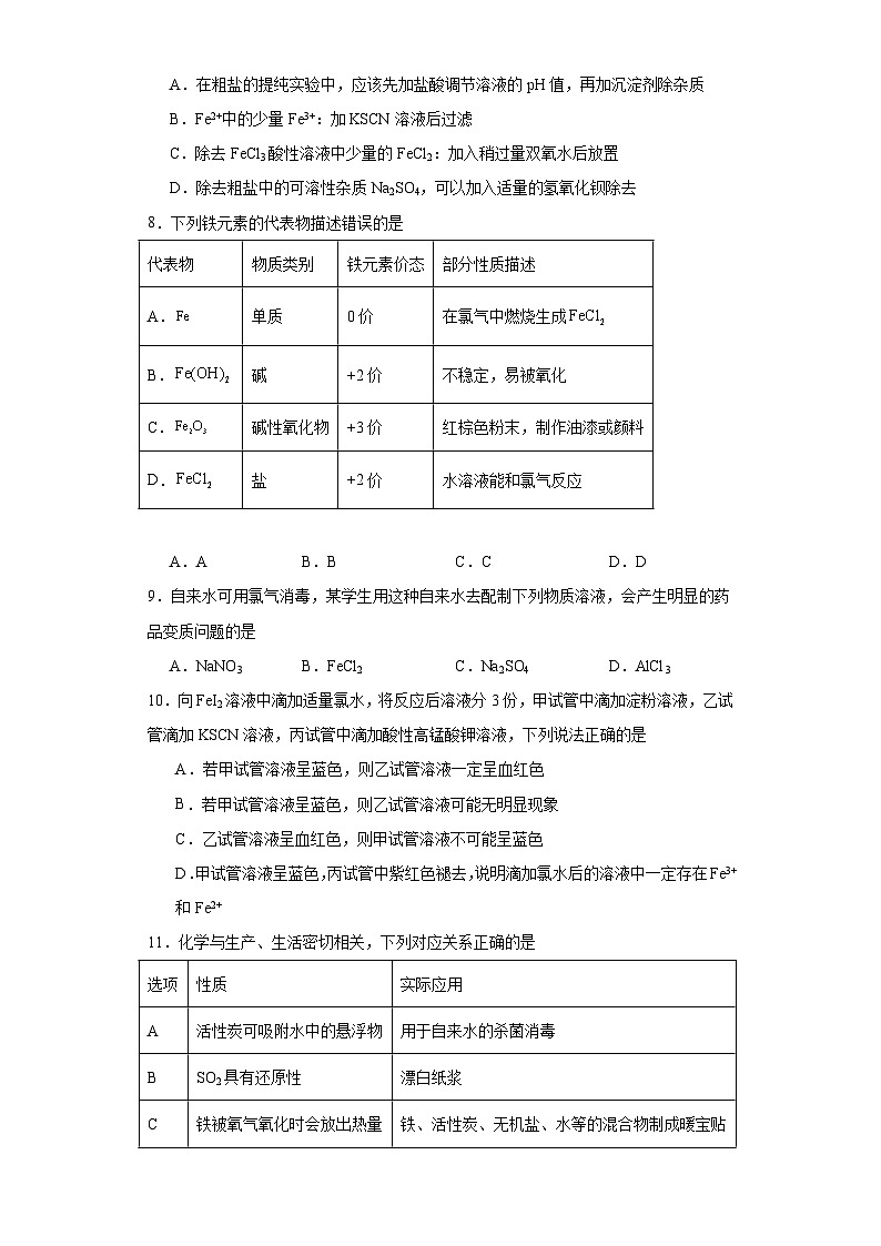 第三章 铁 金属材料 测试题 2023-2024学年高一上学期化学人教版（2019）必修第一册第2页