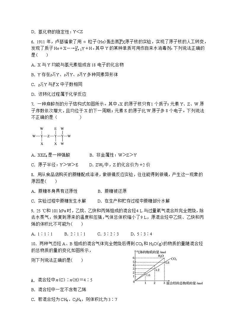 云南省丽江市第一高级中学2022—2023学年下学期高一年级期末考试+化学试题第2页