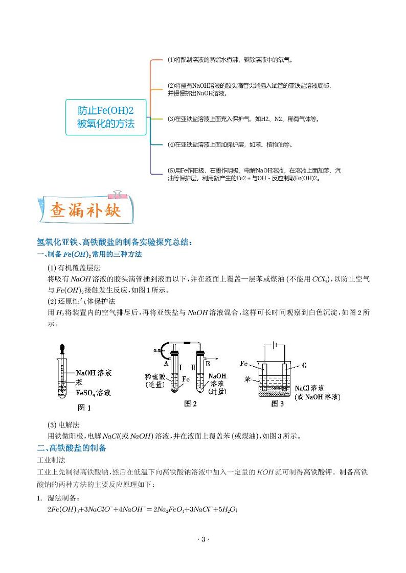 氢氧化亚铁、高铁酸盐的制备实验探究 --2024年高考化学考点微专题（解析版）(全国版)第3页