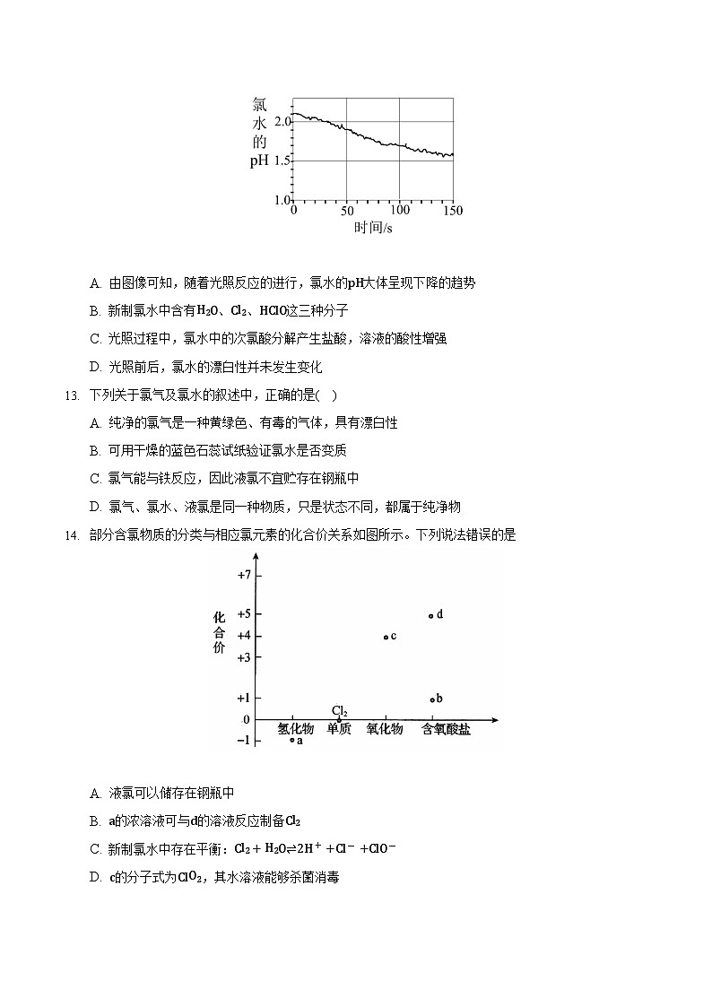 人教版高中化学必修一 2.2.1《氯及其化合物》同步练习（原卷+解析卷）03