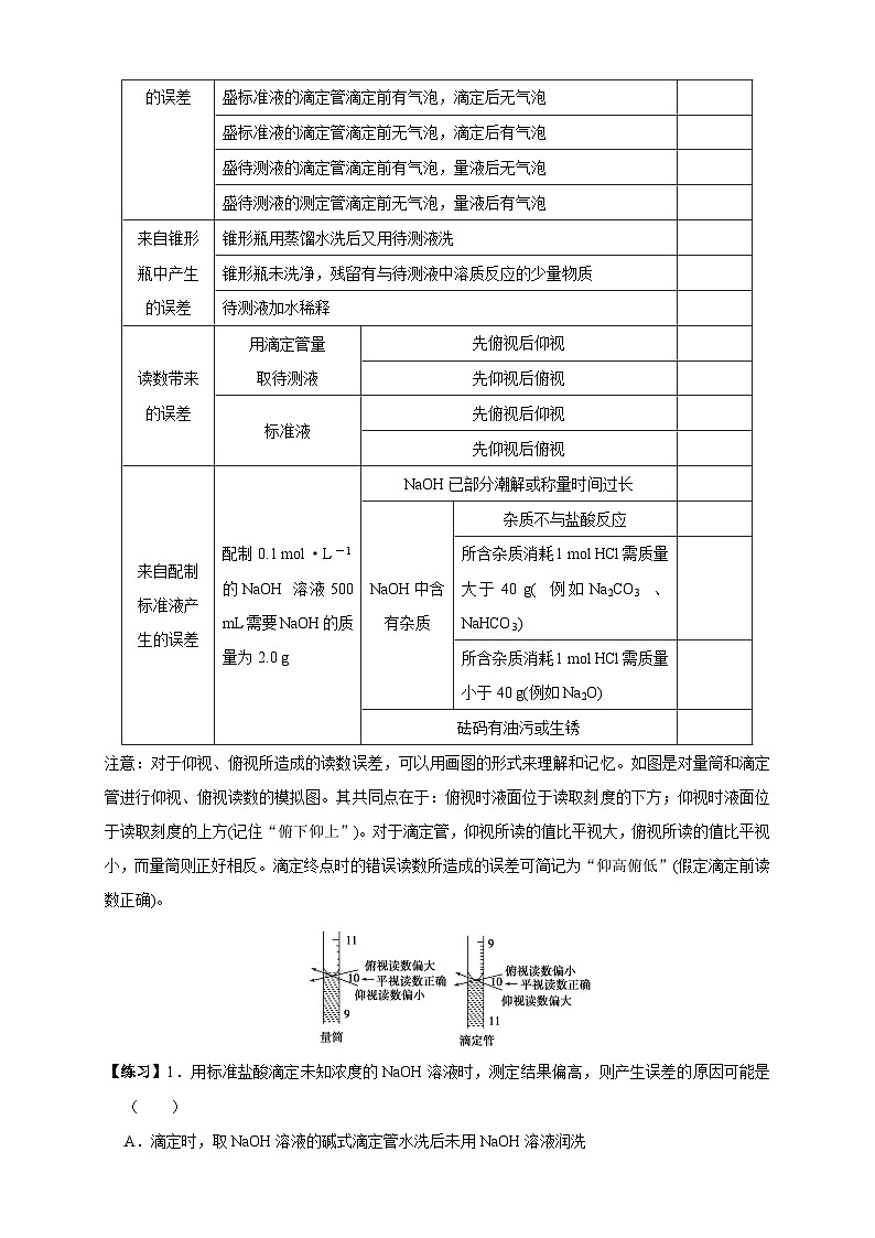 人教版高中化学选择性必修一3.2.2  《酸碱中和滴定》学案03