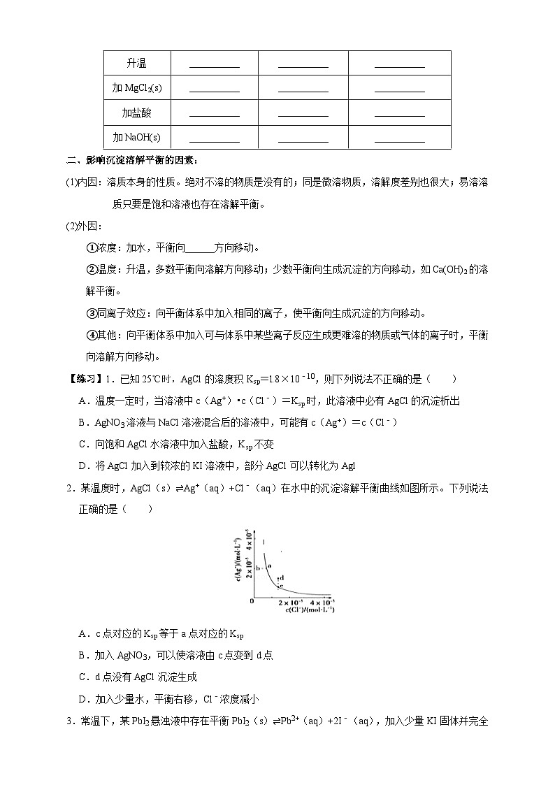 人教版高中化学选择性必修一3.4.1  《难溶电解质的沉淀溶解平衡》学案第2页