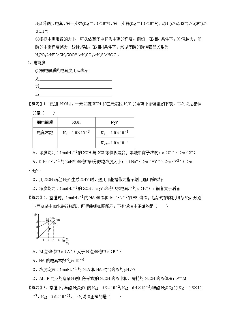 人教版高中化学选择性必修一3.1.2  《电离平衡常数》学案第2页