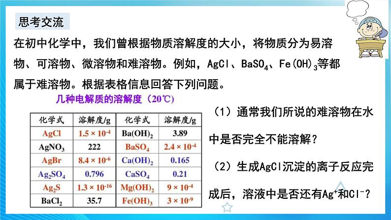 新人教版化学选择性必修一 3.4.1 难溶电解质的溶解平衡 课件第5页