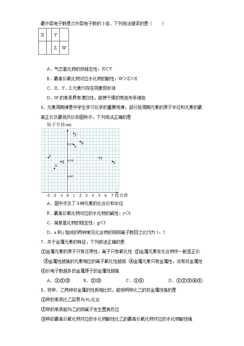 第四章《物质结构元素周期律》测试题2023-2024学年上学期高一化学人教版（2019）必修第一册第2页