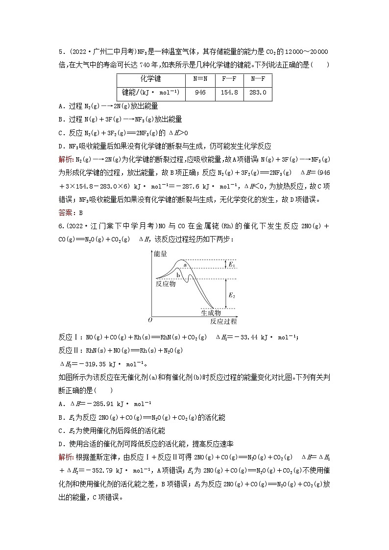 2024届高考化学一轮总复习课时跟踪练19化学反应与热能第3页
