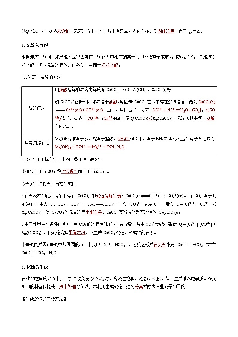 3.4.2 沉淀溶解平衡的应用-2023-2024学年高二化学同步精品讲义+习题（人教版2019选择性必修1）02