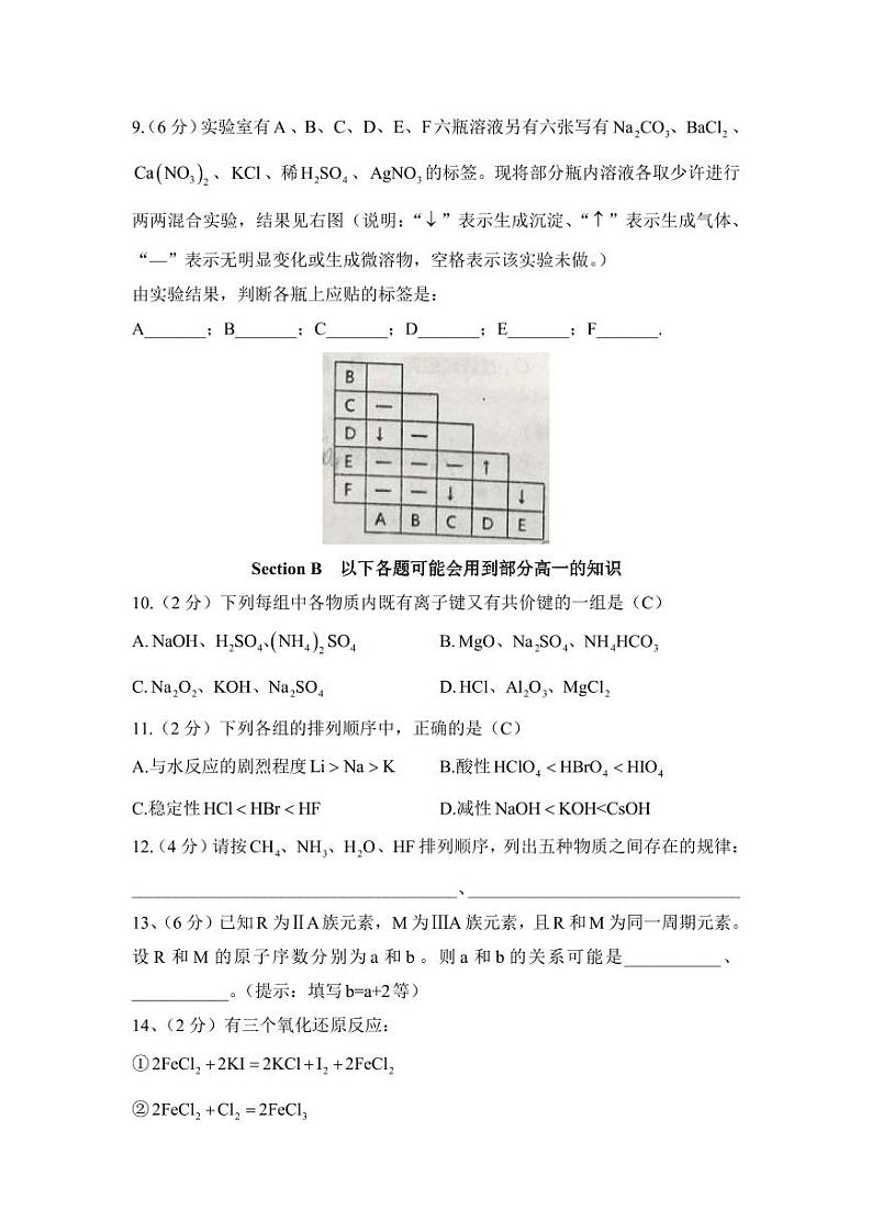 分班考试中国人民大学附属中学化学第3页