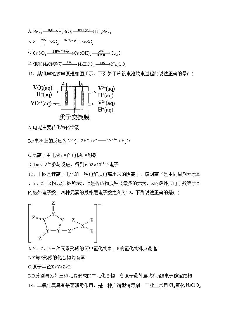 盐城市伍佑中学2023届高三上学期期初考试化学试卷（含答案）第3页