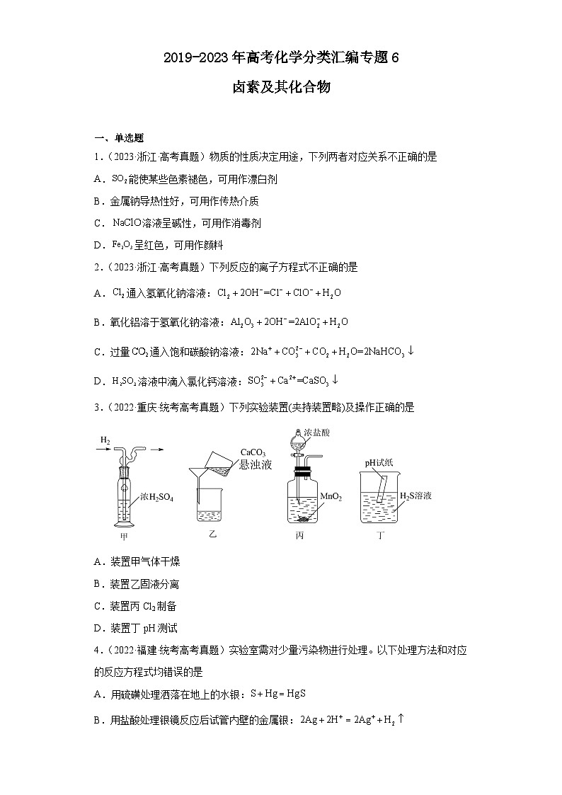 2019-2023年高考化学分类汇编 专题6 卤素及其化合物（原卷版）第1页