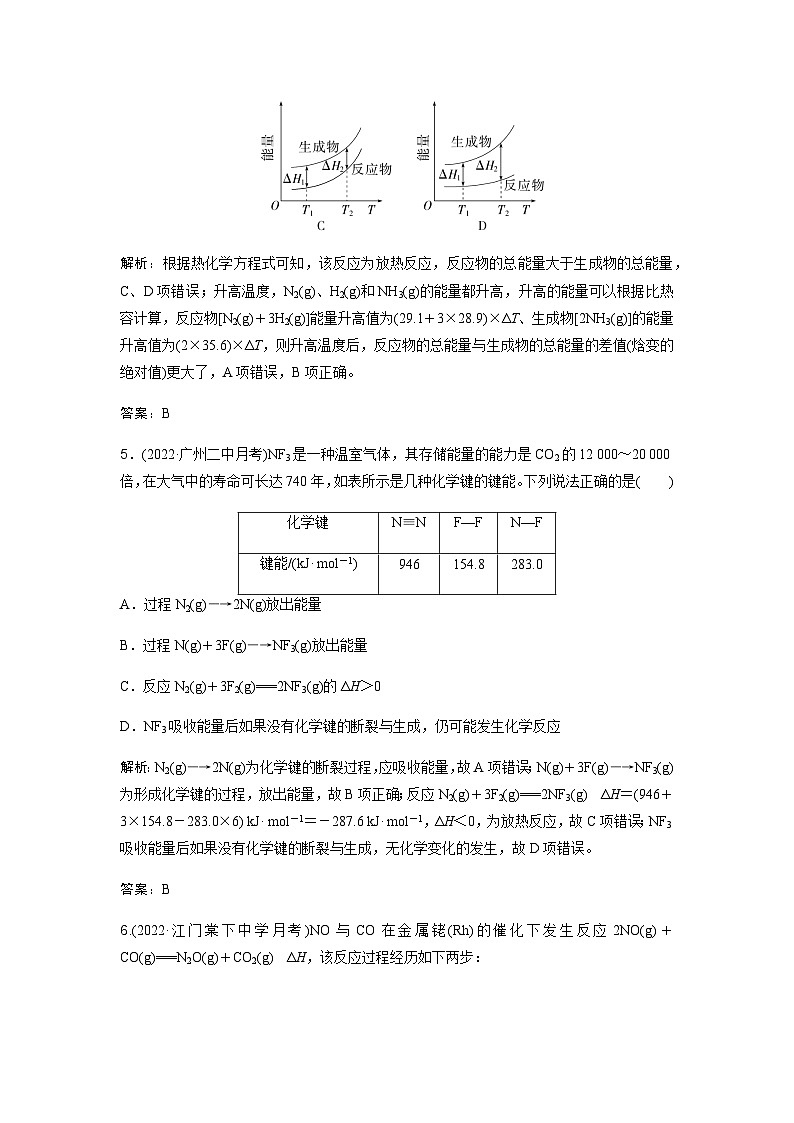 2024届人教版高考化学一轮复习第19讲化学反应与热能作业含答案03