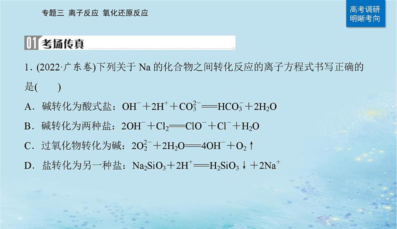 2023高考化学二轮专题复习与测试第一部分专题三离子反应氧化还原反应课件第2页