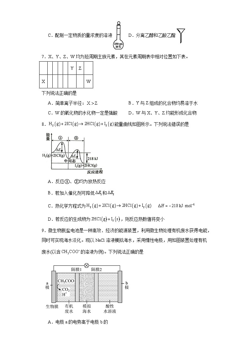 陕西省汉中市镇巴县2022-2023学年高二下学期期末考试化学试题第2页