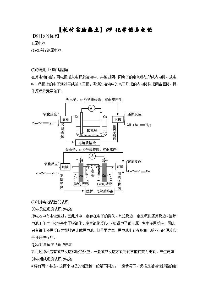 决胜高考化学实验【教材实验热点】09 化学能与电能-（学生版）第1页