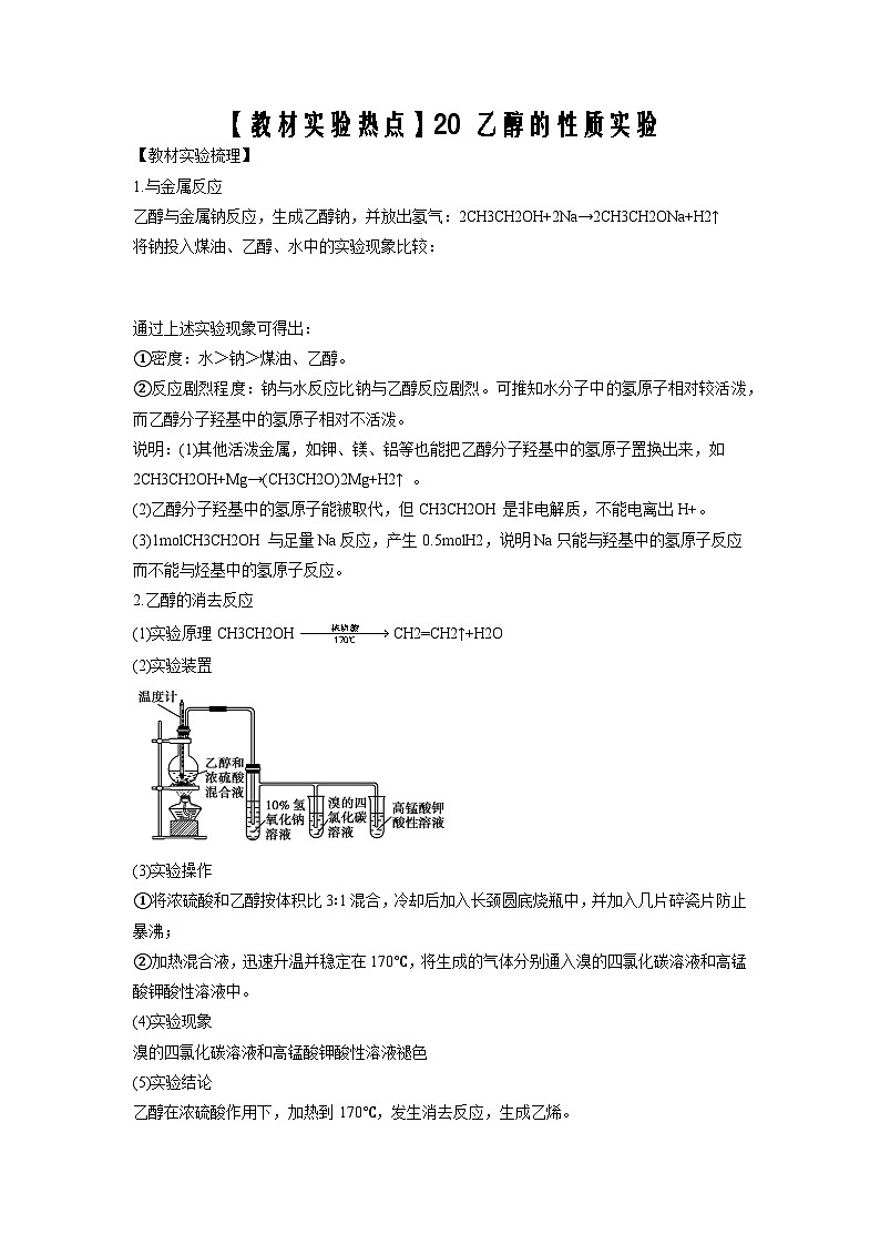 决胜高考化学实验【教材实验热点】20 乙醇的性质实验-（学生版）第1页