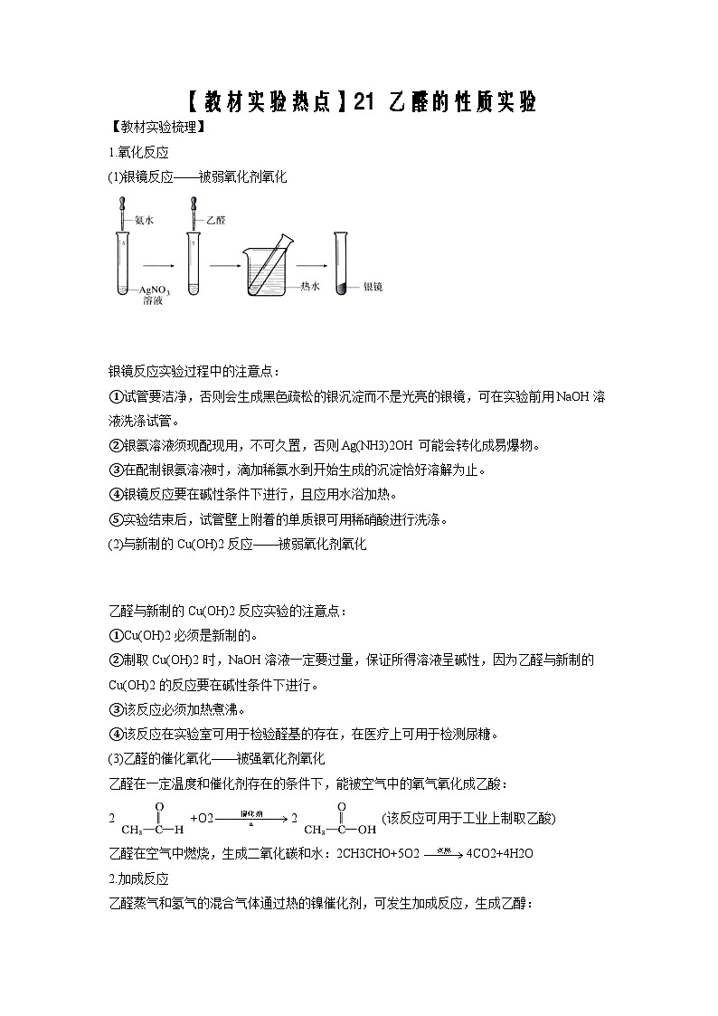 决胜高考之【教材热点实验】21 乙醛的性质实验 试卷01