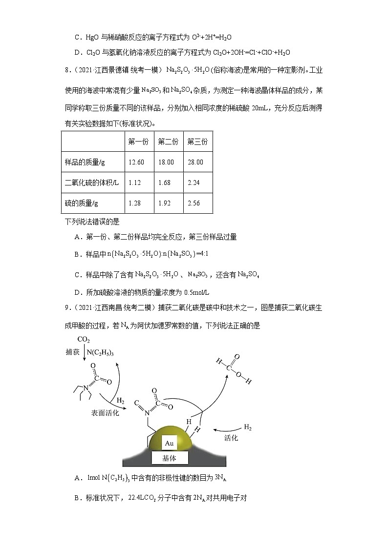江西高考化学三年（2021-2023）模拟题汇编-01化学计量第3页