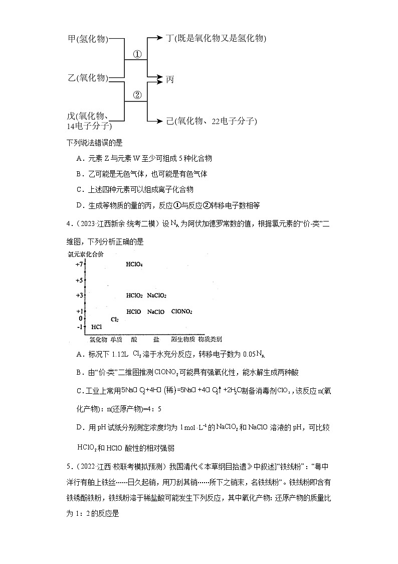 江西高考化学三年（2021-2023）模拟题汇编-03氧化还原反应第2页