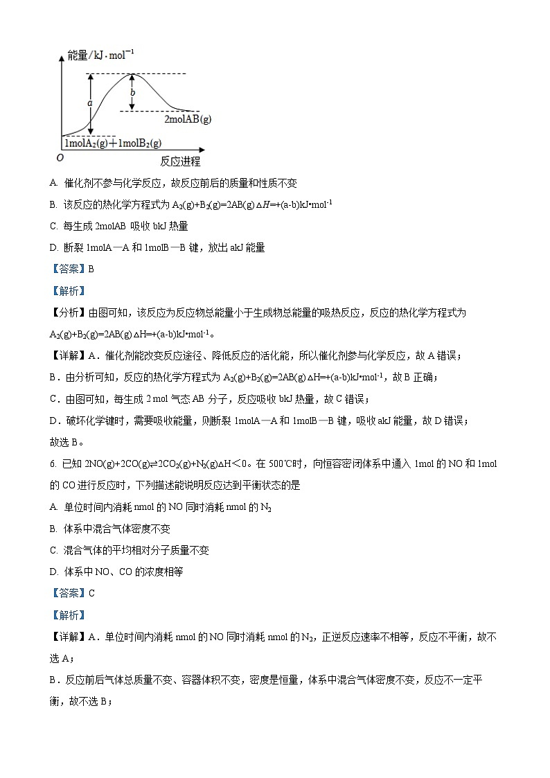 重庆市育才中学2022-2023学年高二化学上学期期中试题（Word版附解析）03
