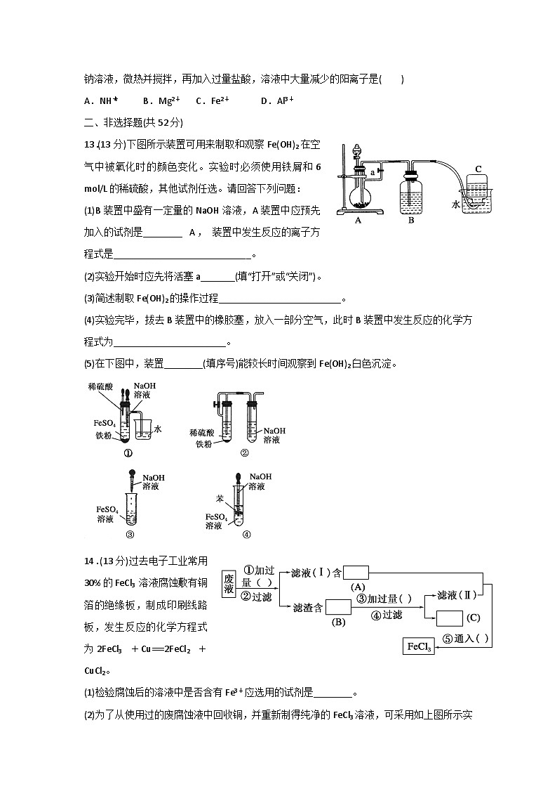2022年高中化学人教版必修1课外拓展训练：21铁的重要化合物（含答案）03