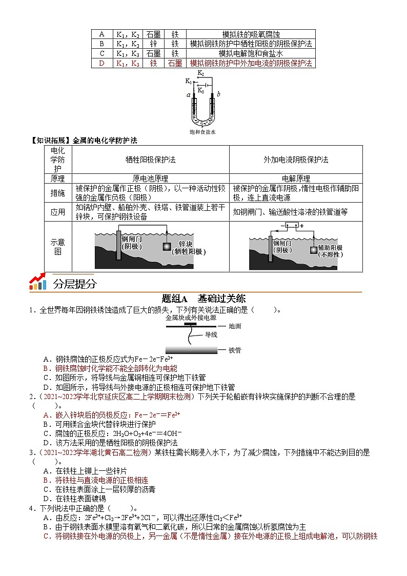 第07讲 金属的腐蚀与防护（学生版）-高二化学同步精品讲义（鲁科选择性必修一）第3页