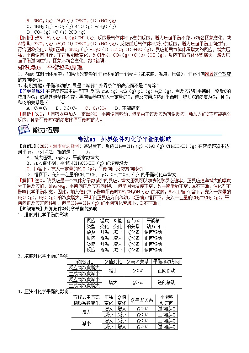 第10讲 反应条件对化学平衡的影响-2023-2024学年高二化学同步精品讲义（鲁科选择性必修一）03