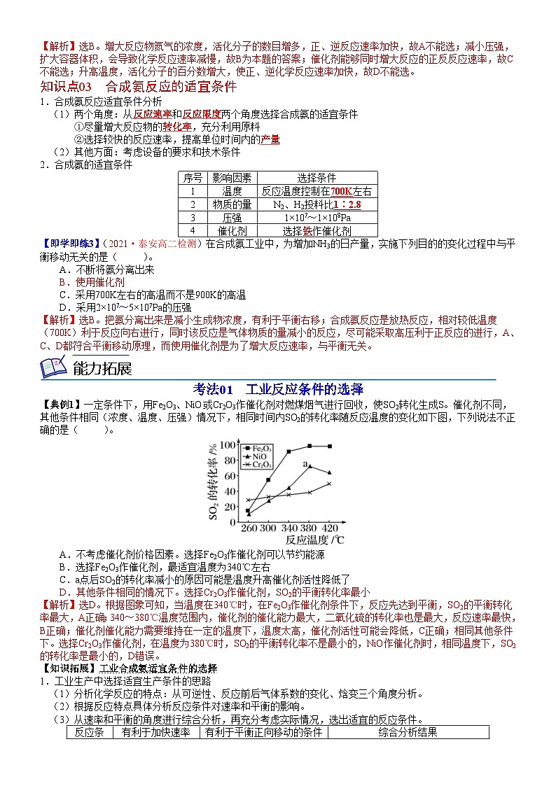 第13讲 化学反应条件的优化——工业合成氨-2023-2024学年高二化学同步精品讲义（鲁科选择性必修一）02