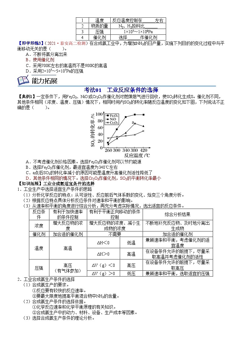 第13讲 化学反应条件的优化——工业合成氨-2023-2024学年高二化学同步精品讲义（鲁科选择性必修一）02