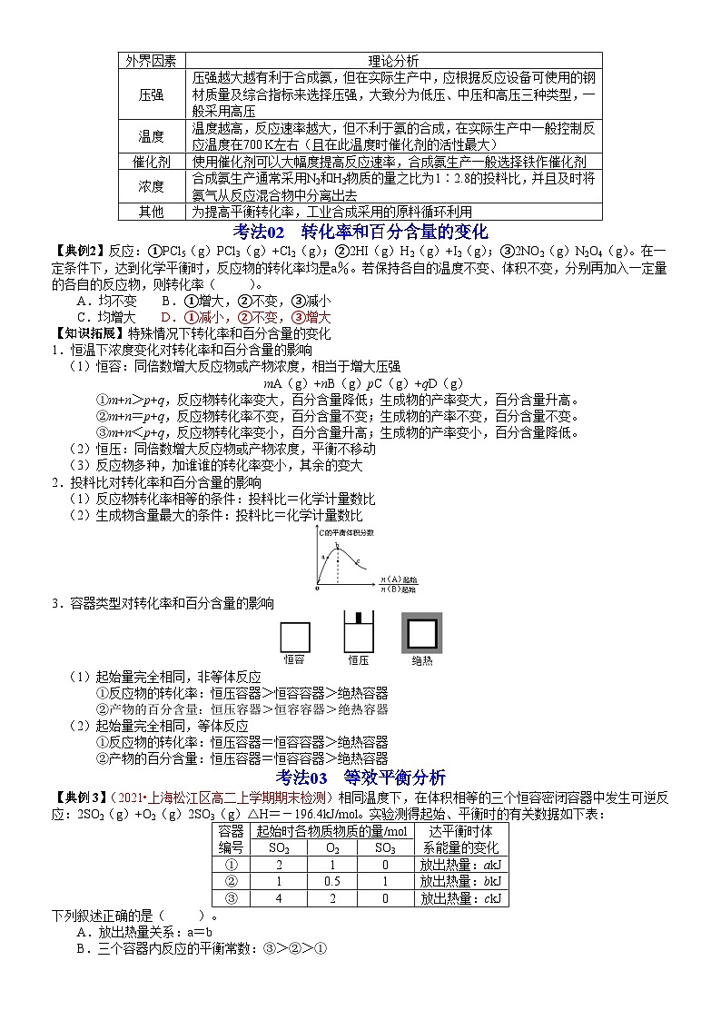 第13讲 化学反应条件的优化——工业合成氨-2023-2024学年高二化学同步精品讲义（鲁科选择性必修一）03