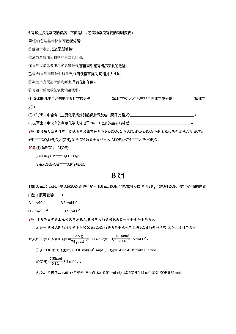 2022年高一化学人教版必修1暑假练习练（含答案）：16铝的重要化合物03