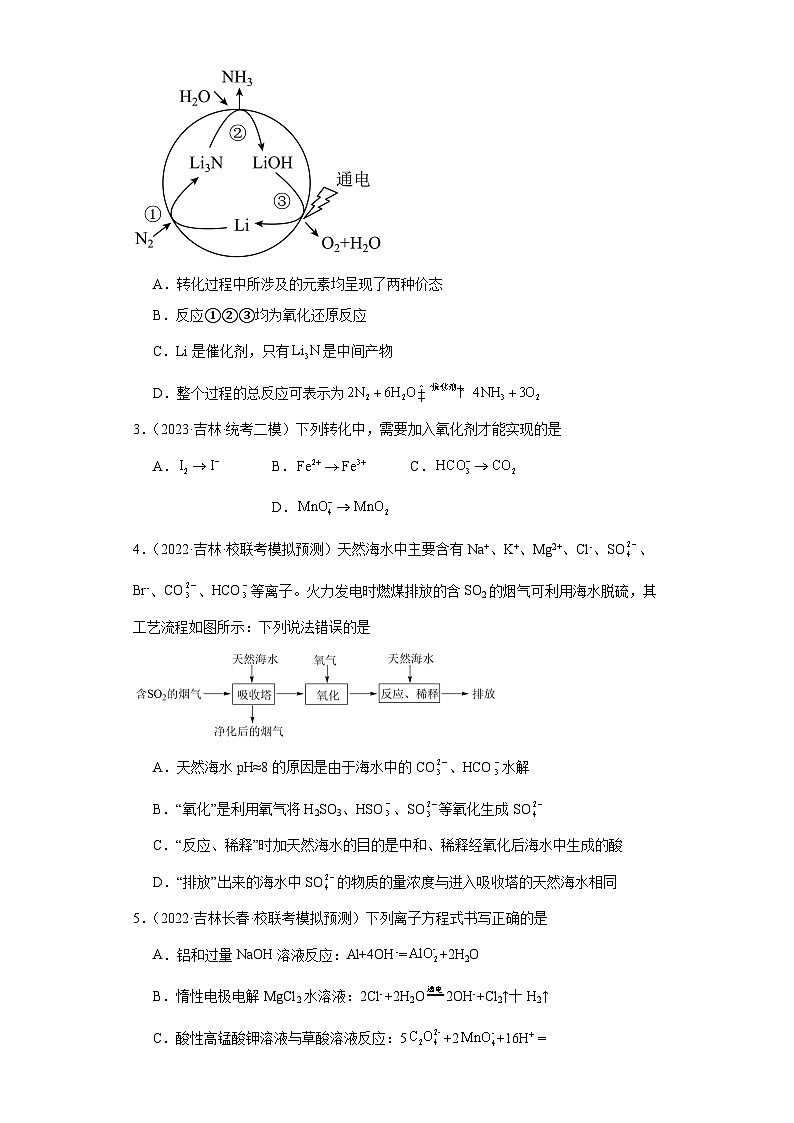 吉林高考化学三年（2021-2023）模拟题汇编-04氧化还原反应第2页