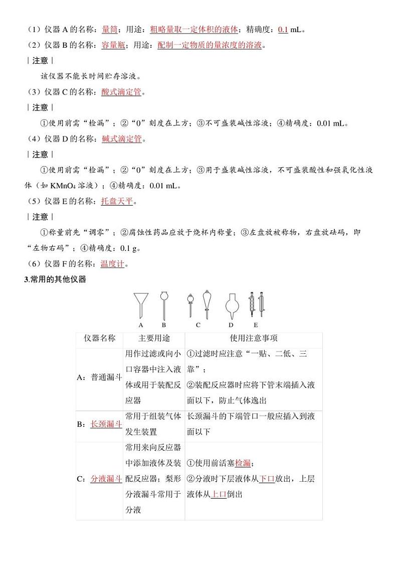 2024届高考化学总复习：第十章 化学实验基础 （含学案解析）02