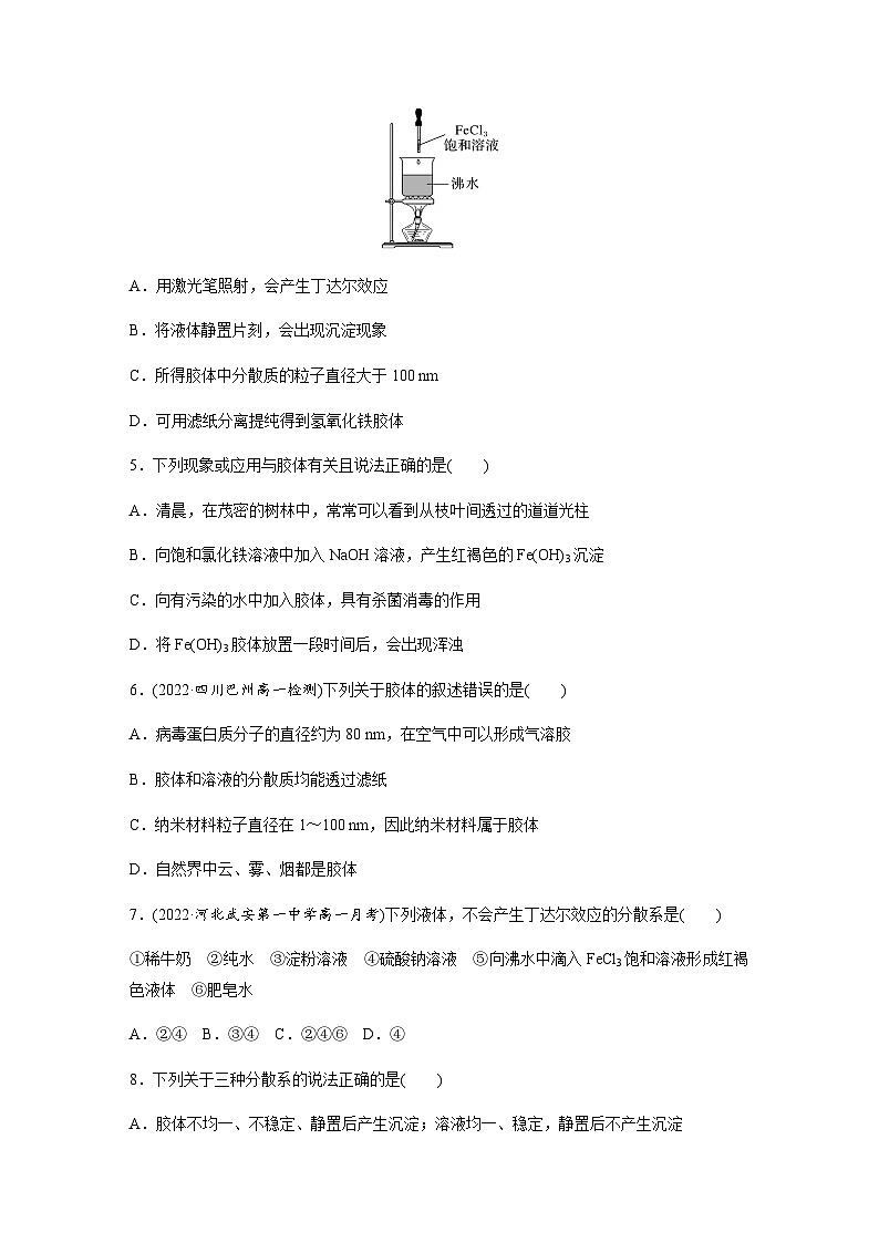 第一章　第一节　第2课时　分散系及其分类  课时练  （含答案）—2023-2024学年（人教版2019）高中化学必修1第2页