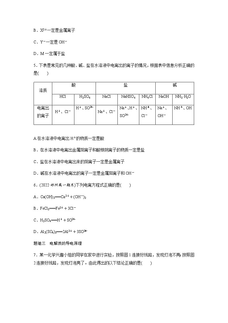 第一章　第二节　第1课时　电解质的电离  课时练  （含答案）—2023-2024学年（人教版2019）高中化学必修1第2页