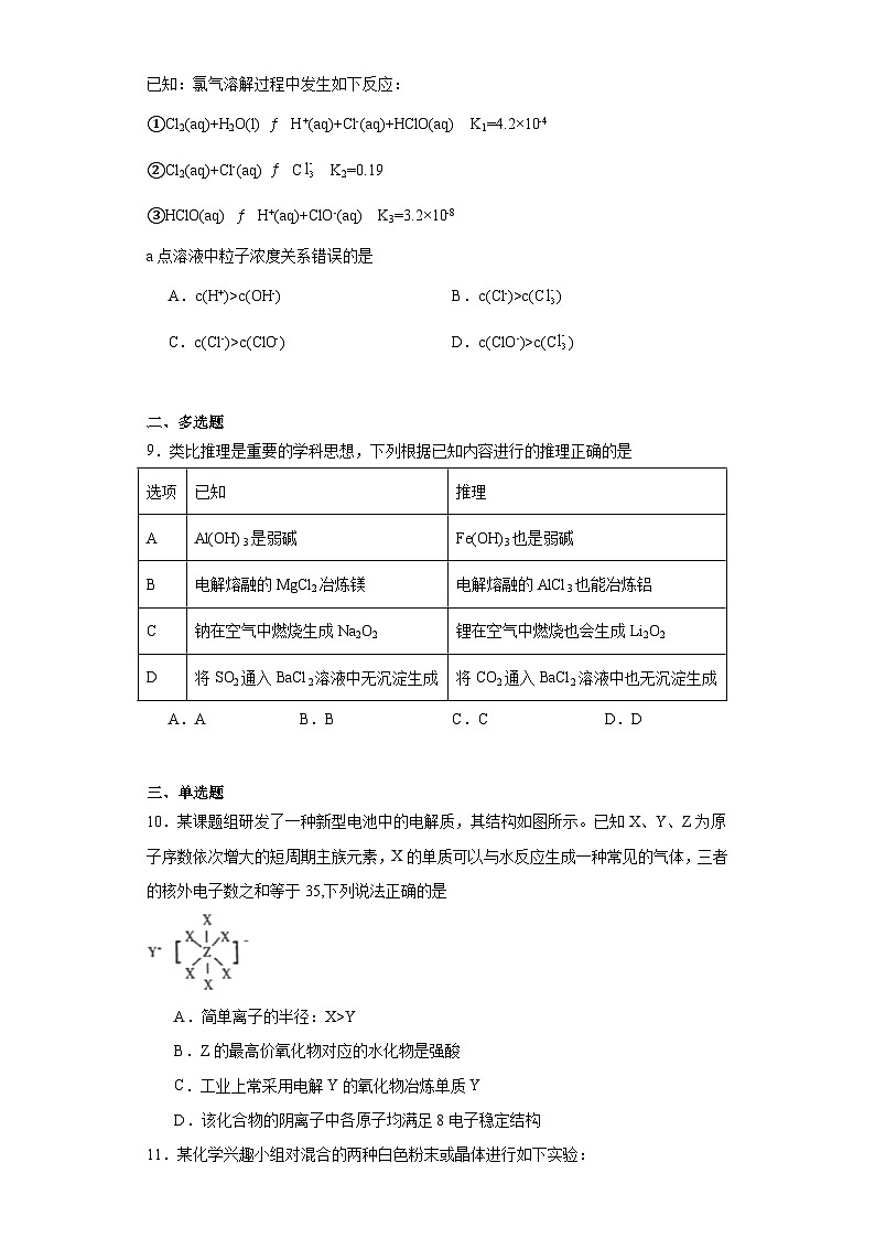 海南省琼海市嘉积中学2023届高三三模化学试题（含解析）03