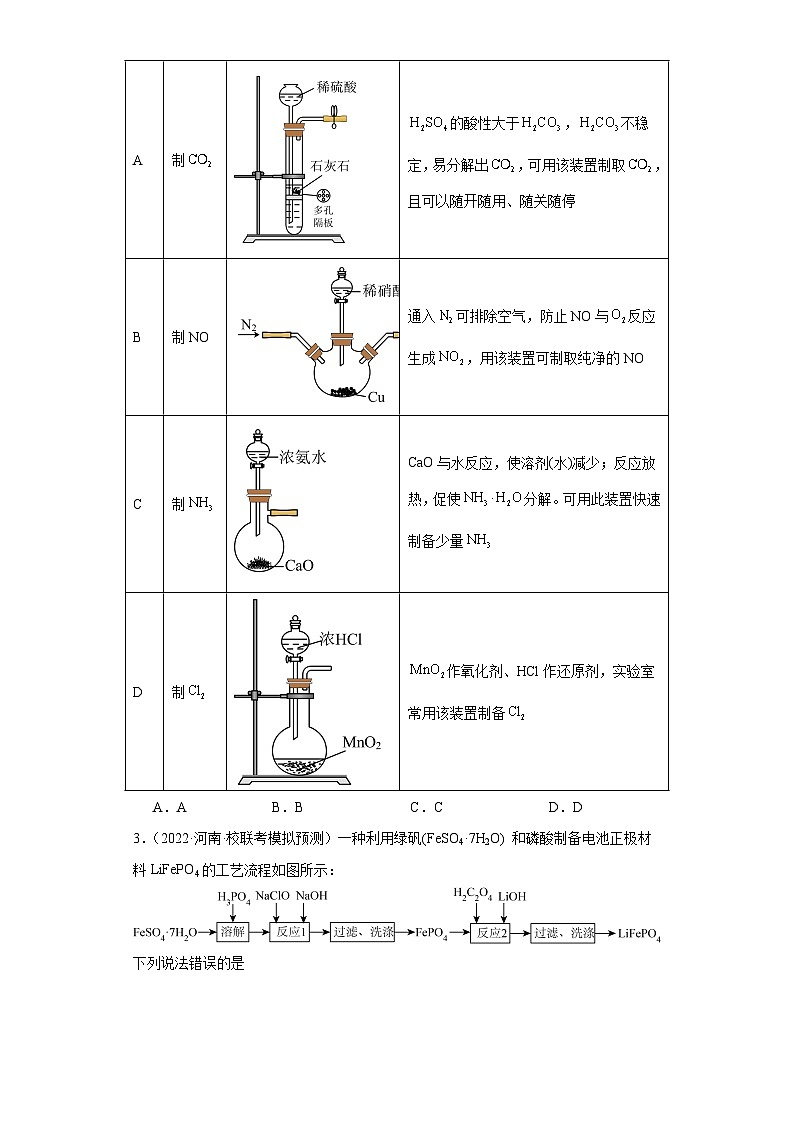 河南高考化学三年（2021-2023）模拟题汇编-39常见物质的制备第2页