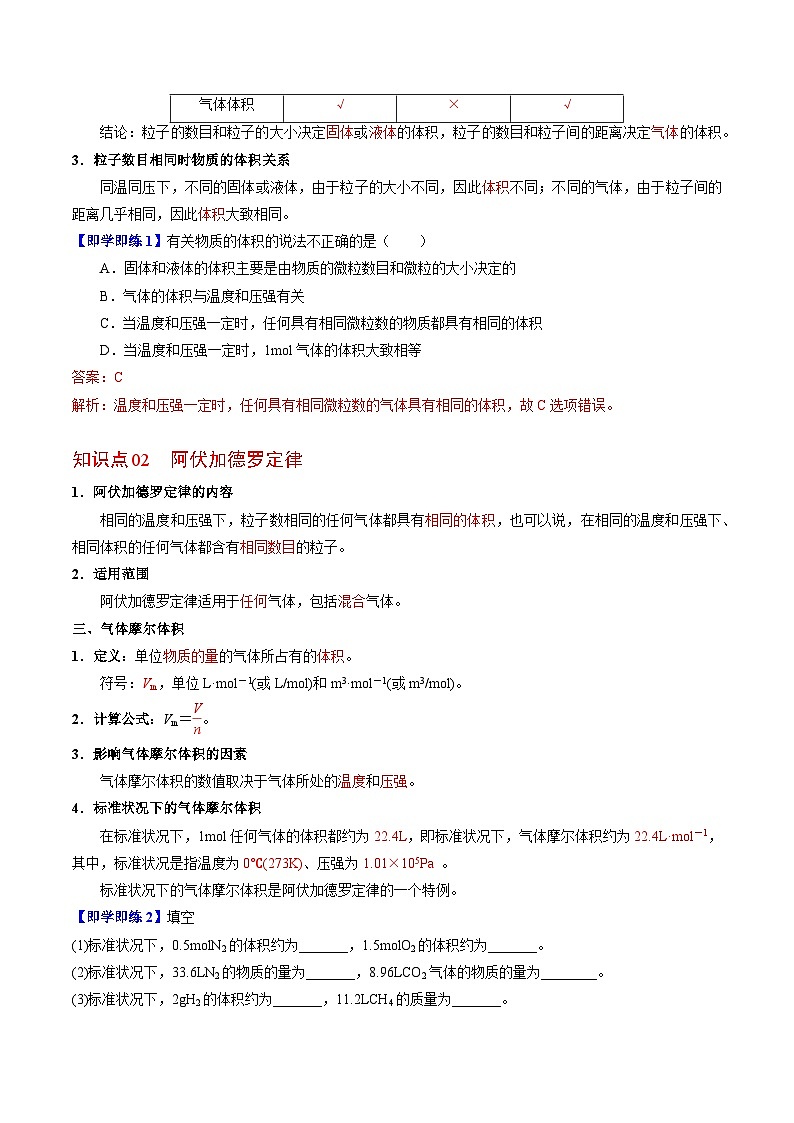 1.2.2 气体摩尔体积（教师版）-高一化学同步讲义（苏教必修第一册 ）第2页