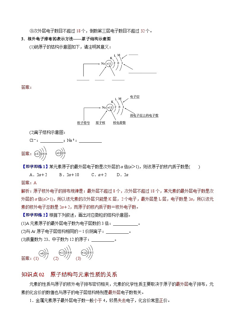 2.3.2 原子核外电子排布（教师版）-高一化学同步讲义（苏教必修第一册 ）第2页