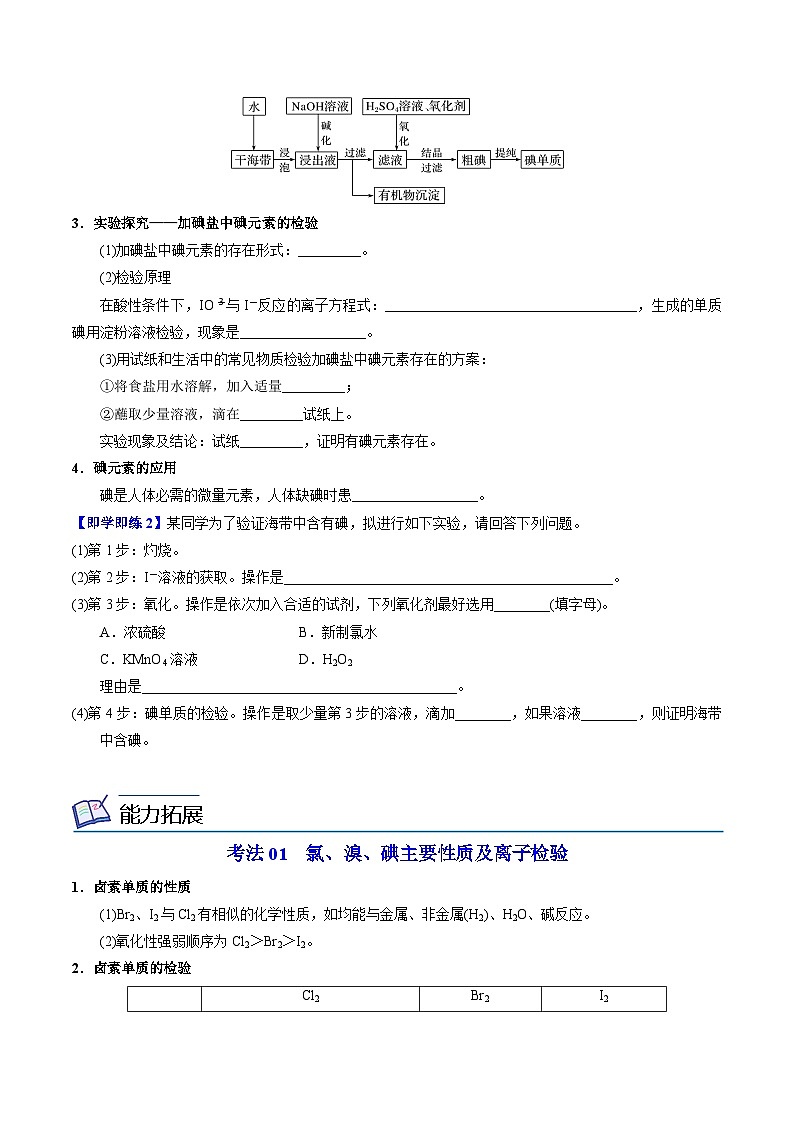 3.3.2 从海水中提取镁 从海带中提取碘（学生版）-高一化学同步讲义（苏教必修第一册 ）第3页