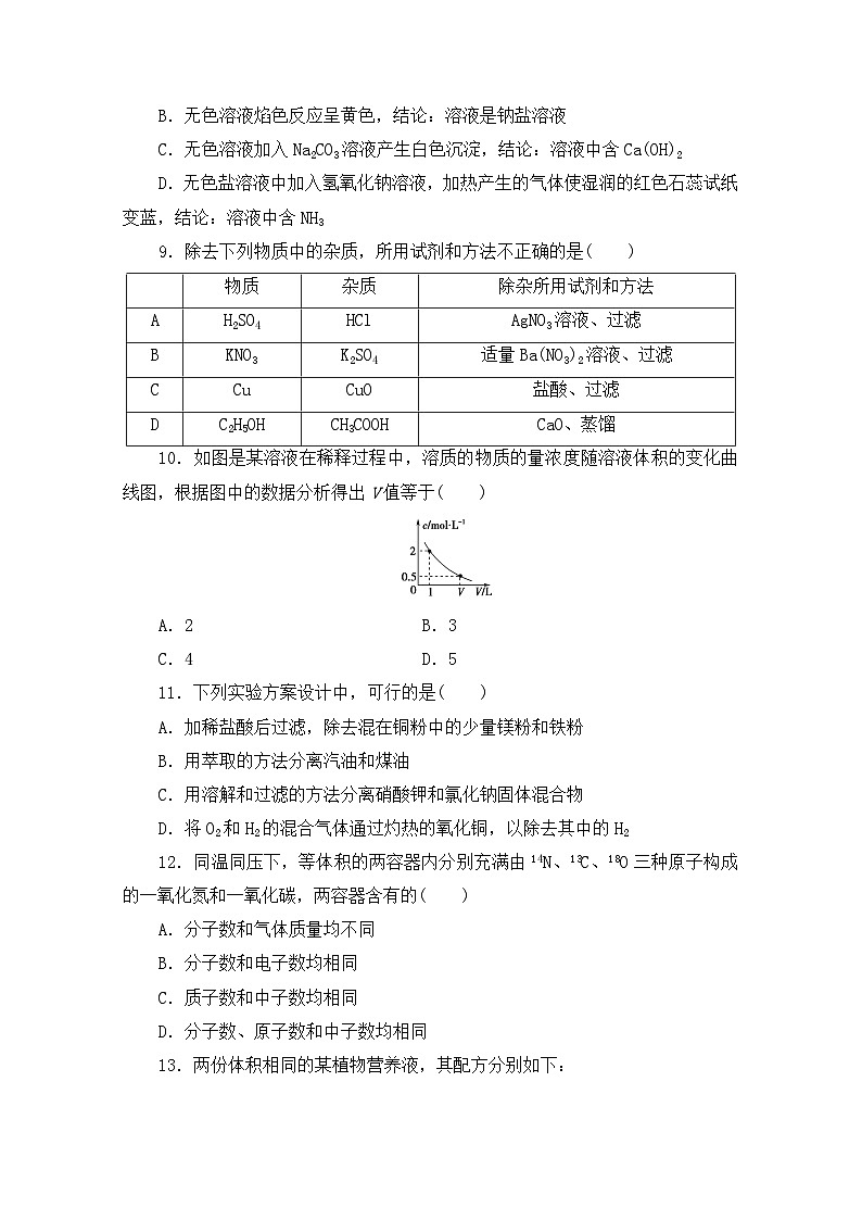 2023-2024学年化学苏教版必修1专题综合测评1化学家眼中的物质世界03