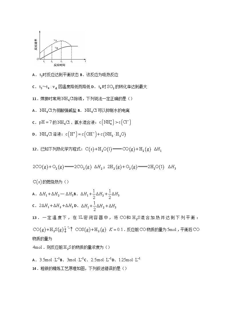 安徽省合肥市第八中学2021-2022学年高二上学期期末考试化学试卷03