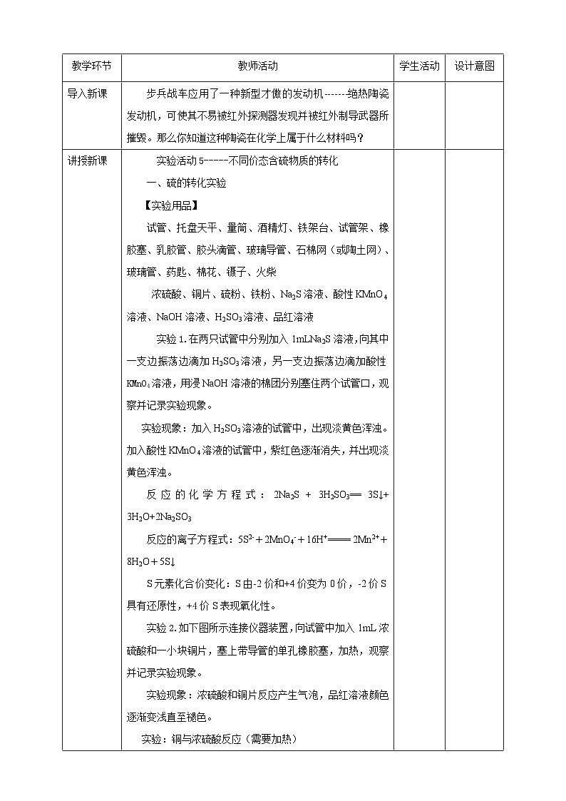 5.5不同价态含硫物质的转化教案第2页