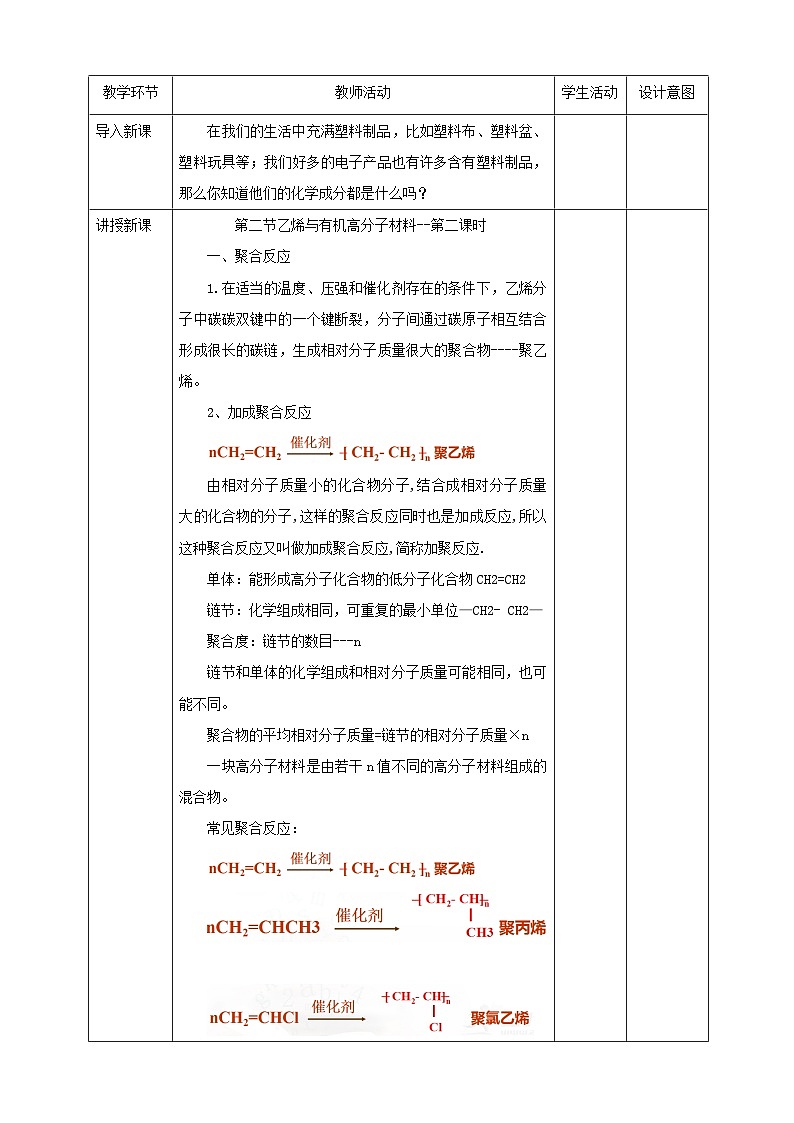7.2乙烯与高分子材料第2课时教案第2页