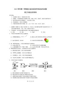 浙江省名校协作体2023-2024学年高三上学期开学适应性考试  化学  PDF版含答案