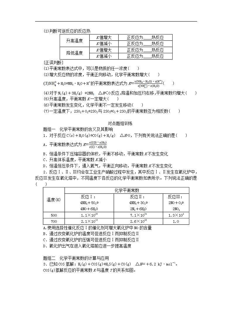 2024版新教材高考化学全程一轮总复习第七章化学反应速率与化学平衡第24讲化学平衡常数化学反应的方向学生用书第2页