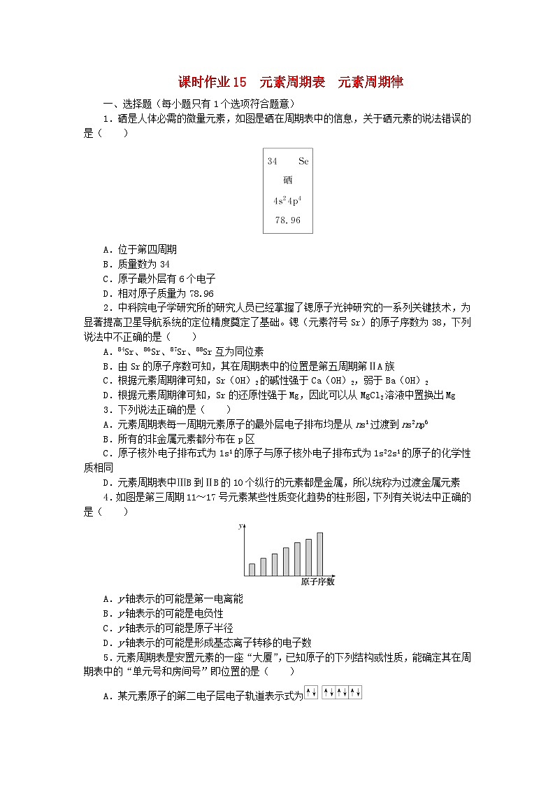 2024版新教材高考化学全程一轮总复习第五章物质结构与性质元素周期律第15讲元素周期表元素周期律（课件+课时作业+学生用书）（3份）01
