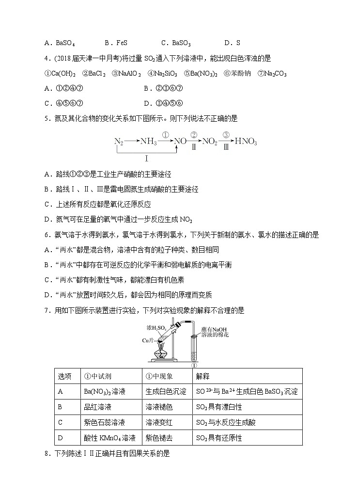 (经典版)高考化学一轮单元卷：第07单元 硫、氮及其化合物 B卷(含答案解析)第2页