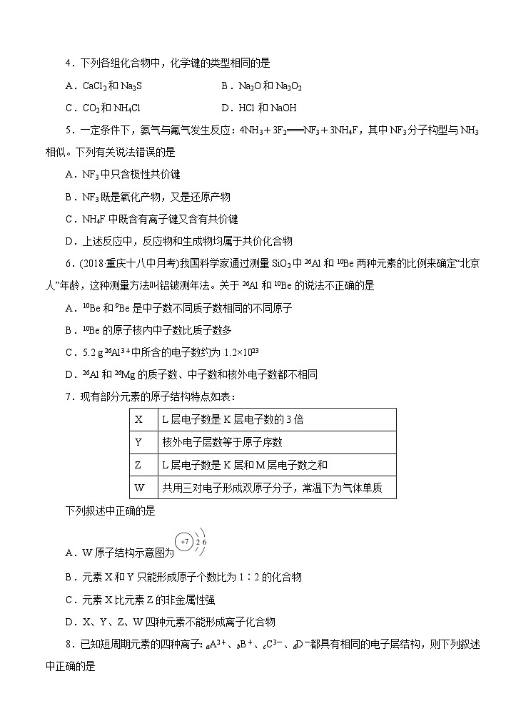 (经典版)高考化学一轮单元卷：第08单元 物质结构 元素周期律 A卷(含答案解析)第2页