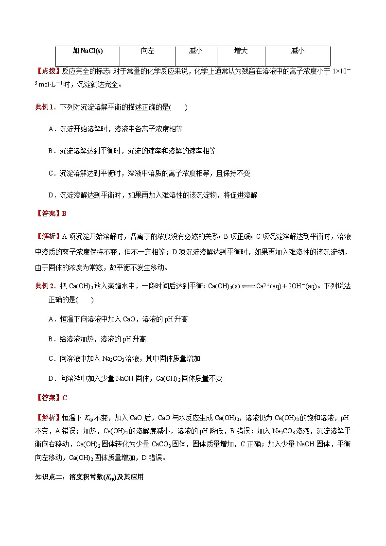 3.4 沉淀溶解平衡（第1课时 难溶电解质的沉淀溶解平衡）-2023-2024学年高二化学同步素养目标精品讲义（人教版选择性必修1）03